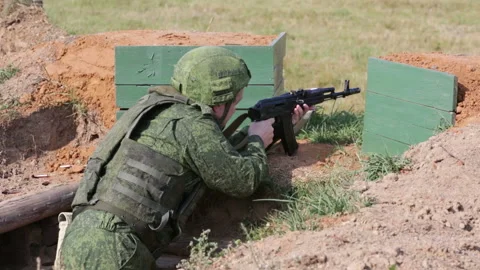 Soldier with submachine gun Stock Footage 115854543