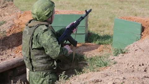 Soldier with submachine gun Stock Footage 115854549