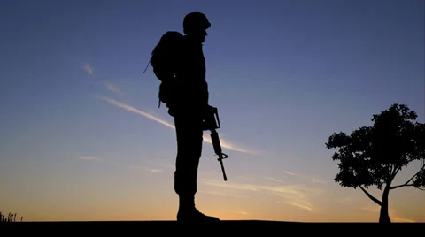 Soldier at Sunset Video stock 35770811