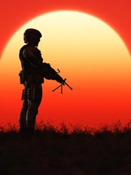 Soldier in the Sunset Иллюстрация