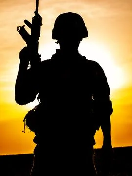 Soldier at sunset Foto stock