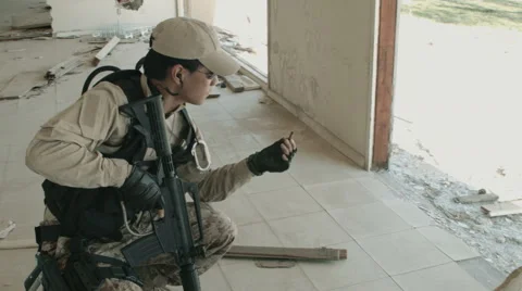 Soldier Tracking Enemy Stock-Footage 47923304