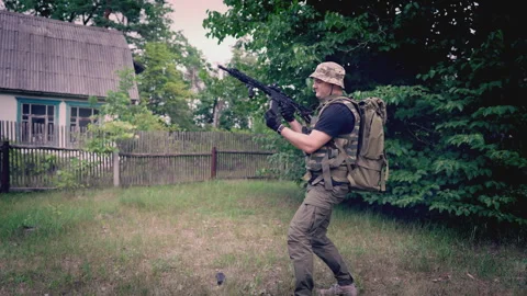 Soldier training to reload AR Stock Footage 245802252