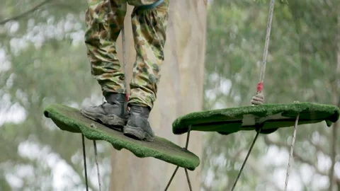 Soldier in treetops Stock Footage 77012644