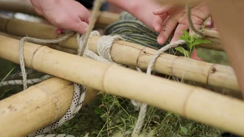 Soldier tying knot Stock Footage 77018111