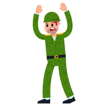 Soldier in uniform surrender. Stock Illustration