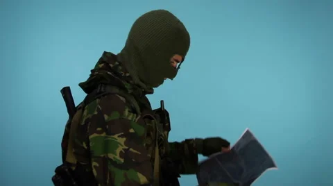 Soldier Using Map Stock Footage 52790862