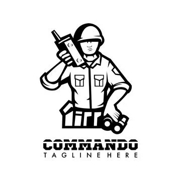 Soldier using radio Illustrazione stock
