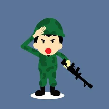 Soldier vector cartoon Illustrazione stock