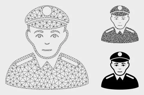 Soldier Vector Mesh Network Model and Triangle Mosaic Icon Stock Illustration