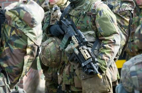 Soldier with weapon Foto stock