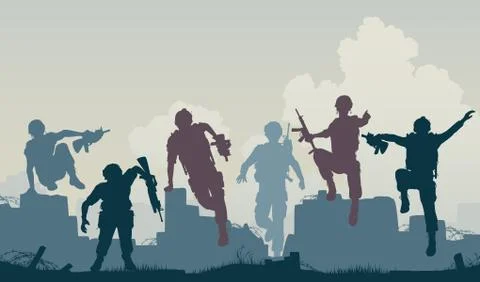 Soldiers advance Illustrazione stock