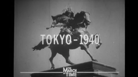 Soldiers and women marching through narrow street Stock Footage