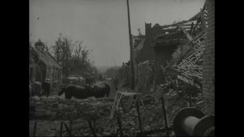 Soldiers are getting settle down in captured Lassigny sector - 1918 Stock Footage 83660442