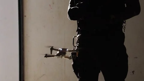 Soldiers are Using Drone for Scouting During Military Operation Stock Footage 243198281