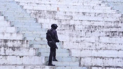 Soldiers are Using Drone for Scouting During Military Operation Stock Footage 243203265