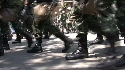 Soldiers Army TROOPS SOLDIERS AVANCE FORWARD Move Confront Protesters Rioters  Stock Footage