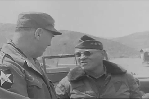 Soldiers attack on enemy during Korean war - 1950 Stock Footage 103590877