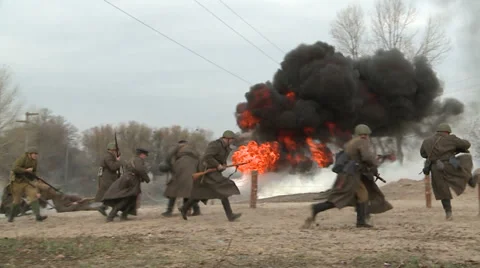 Soldiers attack the enemy. Stock Footage 33819737
