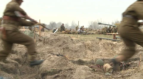 Soldiers attack the enemy. Stock Footage 33834889