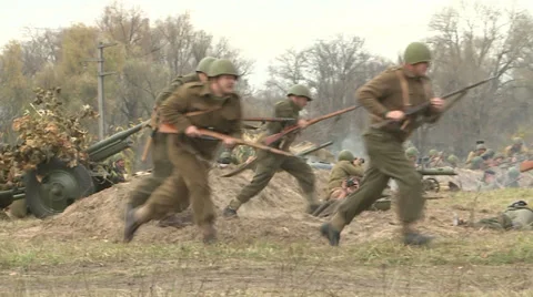 Soldiers attack the enemy. Stock Footage 33835149