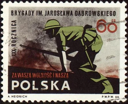Soldiers in the attack on post stamp Stock Photos