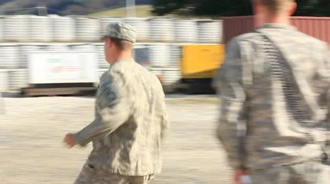 Soldiers being called forward in formation (HD) c Stock Footage 12035389