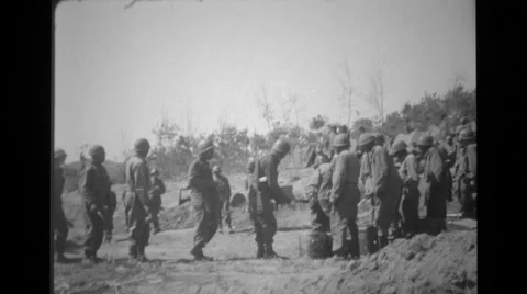 Soldiers being served meal Stock Footage