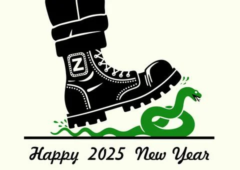 Soldiers boot trample snake Stock Illustration
