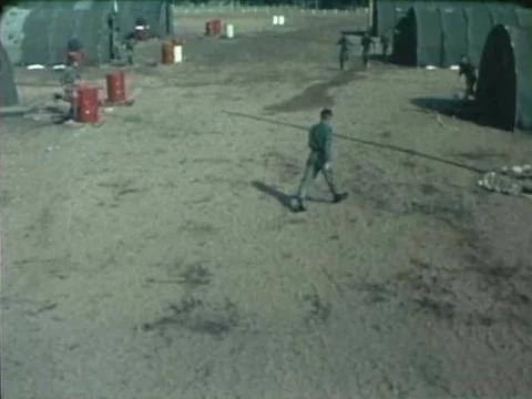 Soldiers carrying out basic training exercises on training in 1970. Video stock 75189614