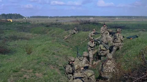 Soldiers conduct live fire exercise Stock Footage 273293881