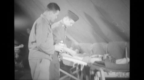 Soldiers donating blood Stock Footage 37593725