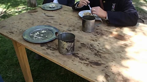 Soldiers Eating Stock Footage 39052945