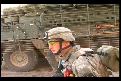 Soldiers finding a weapons cache in an abandoned house - 2007 스톡 동영상 108842577