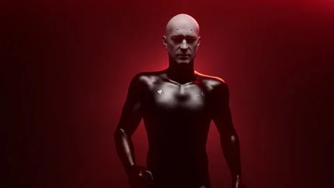 Soldiers of the future. Portrait of a man-work with a confident gait Stock-Footage 243829907