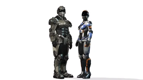 Soldiers of the future on white background Stock Footage 166733507