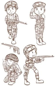 Soldiers with guns Illustrazione stock