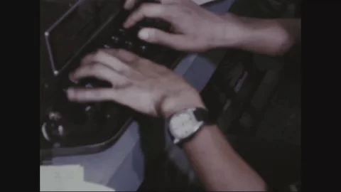Soldier's Hands operates teletype machine - 1968 Stock Footage 96141671