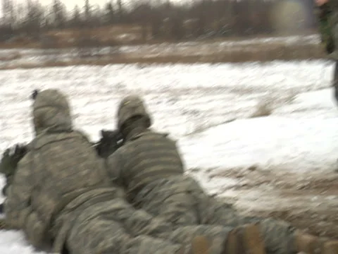 Soldiers looking through binoculars Stock Footage 5701095