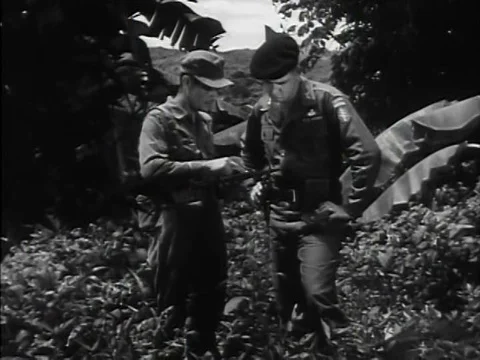 Soldiers march in formation, learn how to use the Morse code, judo and karateƒ Vídeos de archivo 75295543