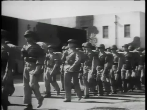 Soldiers marching during basic training at Camp Pendleton Marine Corps Base Video stock 260254017