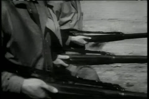 Soldiers marching during practice drill Stock Footage 11356628