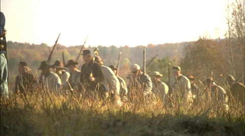 Soldiers marching in line Stock Footage 40479868