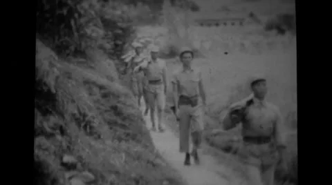 Soldiers marching in loose formation Stock Footage 37593055