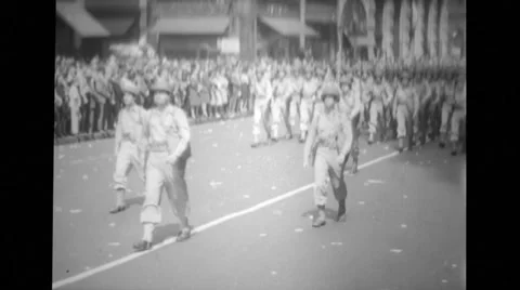 Soldiers marching on the street Stock Footage 37389152
