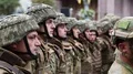 Soldiers in military uniform at the military parade in Kiev, Ukraine HD Footage