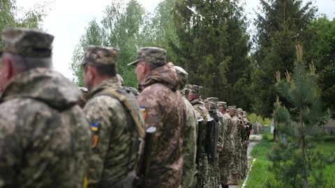 Soldiers on the parade ground from the back. Stock Footage 197331457