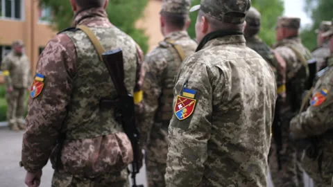 Soldiers on the parade ground from the back. Stock Footage 197331478