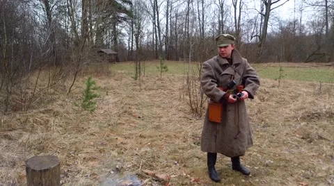 Soldiers partisans in the forest Stock Footage 60620888