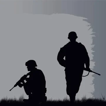 Soldiers on the performance of the combat mission. Stock Illustration